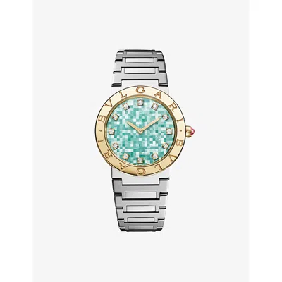 Bvlgari Green   Lady 18ct Yellow Gold And Stainless-steel Quartz Watch