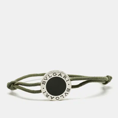 Pre-owned Bvlgari Green Enamel Sterling Silver Adjustable Cord Bracelet
