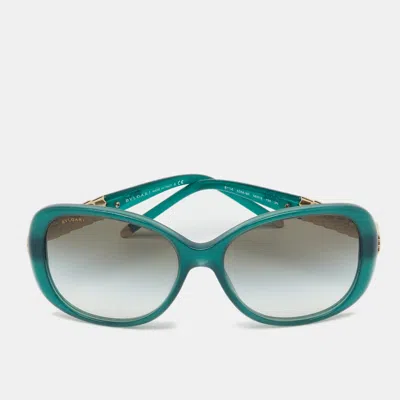 Pre-owned Bvlgari Green Gradien Bv 8114 Serpenti Rectangle Sunglasses