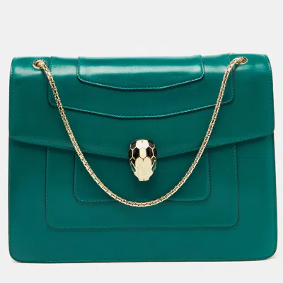 Pre-owned Bvlgari Green Leather Medium Serpenti Forever Shoulder Bag