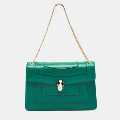 Pre-owned Bvlgari Green Leather Medium Serpenti Forever Shoulder Bag