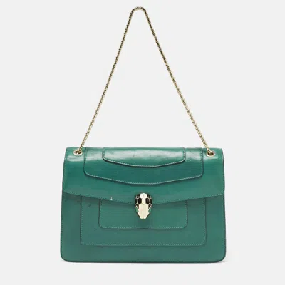 Pre-owned Bvlgari Green Leather Medium Serpenti Forever Shoulder Bag