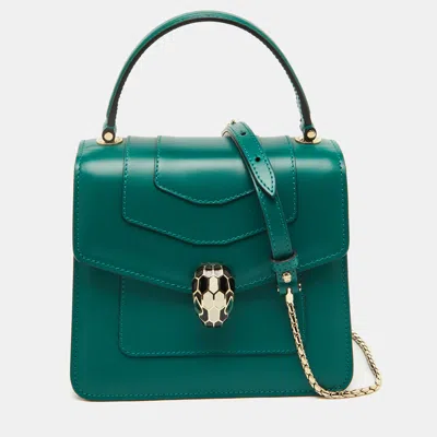 Pre-owned Bvlgari Green Leather Serpenti Forever Top Handle Bag