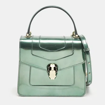 Pre-owned Bvlgari Green Patent Leather Small Serpenti Forever Top Handle Bag