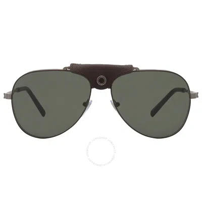 Bvlgari Green Pilot Unisex Sunglasses Bv5061q 195/31 60 In Brown / Green / Gun Metal / Gunmetal
