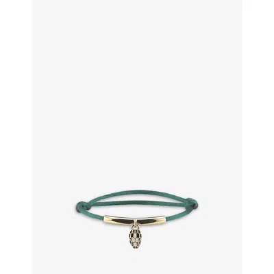 Bvlgari Green Serpenti Forever Gold-plated Brass, Agate, Enamel And Cord Bracelet