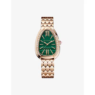 Bvlgari Green Serpenti Seduttori 18ct Rose-gold And Diamond Automatic Watch
