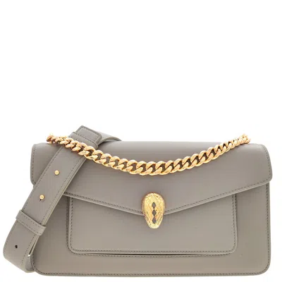 Bvlgari Grey East-west Serpenti Shoulder Bag In Gray