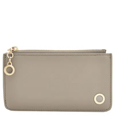 Bvlgari Grey Leather Card Holder In Neutral