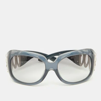 Pre-owned Bvlgari Grey/grey Gradient 8016-b Crystal Embellished Oversized Sunglasses