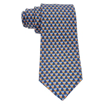 Bvlgari Hats & Spades Seven-pleat Tie In Blue