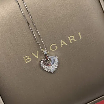 Pre-owned Bvlgari Heart Necklace 18k White Gold With Diamonds