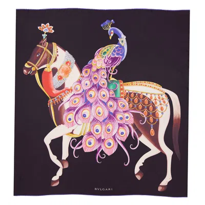 Bvlgari Heritage Peacock Printed Silk Scarf