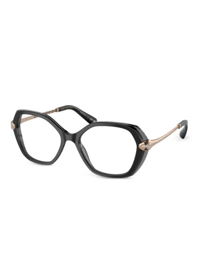 Bvlgari Hexagon-frame Glasses In Black