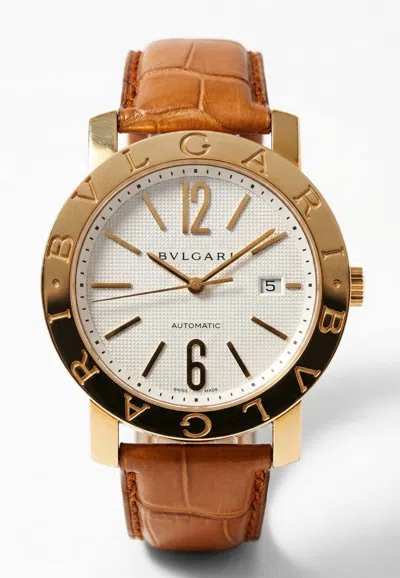 Bvlgari Iconic  42mm Stainless Steel Watch In Brown