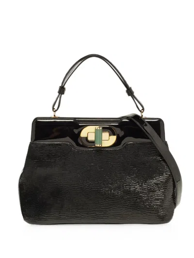 Pre-owned Bvlgari Isabella Rossellini Patent Leather Tote Bag In Black