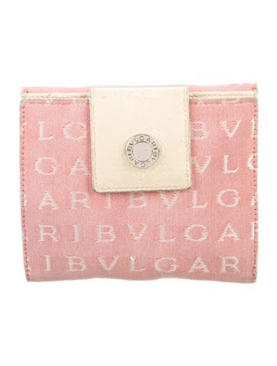 Pre-owned Bvlgari Jacquard Graphic Print Bifold Wallet In Pink