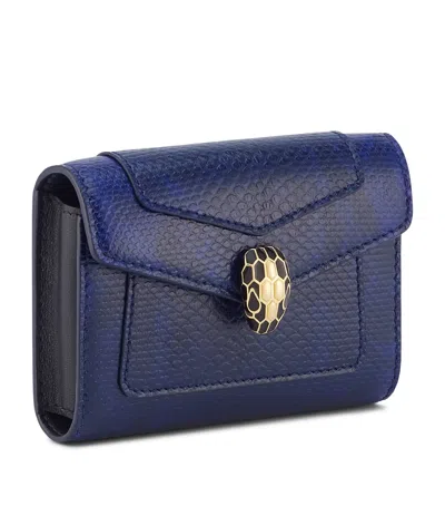 Bvlgari Karung Leather Serpenti Forever Card Holder In Blue