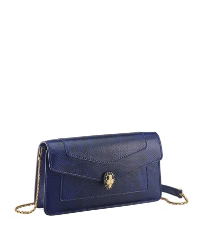 Bvlgari Karung Leather Serpenti Forever Chain Pochette In Blue