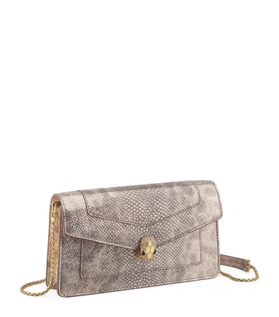 Bvlgari Karung Leather Serpenti Forever Chain Pochette In Sand