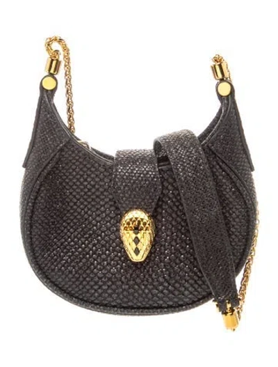 Pre-owned Bvlgari Karung Serpenti Ellipse Micro In Black