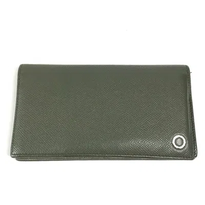 Pre-owned Bvlgari Khaki Yellow Leather Long Wallet (bi-fold) ()