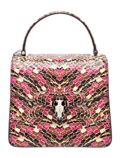 Pre-owned Bvlgari Kingsnake Top Handle Bag Medium In Pink