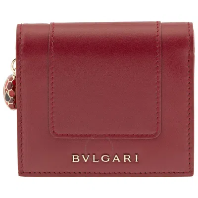 Bvlgari Ladies Compact Bifold Leather Wallet In Red