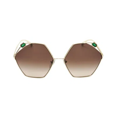 Bvlgari Ladies Gold Tone Geometric Sunglasses 0bv6160-20148g In Brown