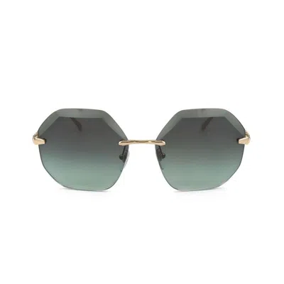Bvlgari Ladies Gold Tone Geometric Sunglasses 0bv6187k-278/2a-4 In Green