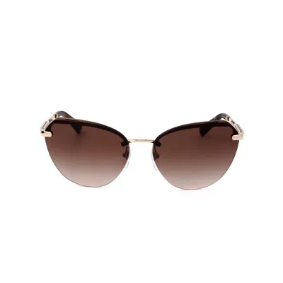 Bvlgari Ladies Rose Gold Tone Pilot Sunglasses 0bv6129kb-2041t5 In Brown