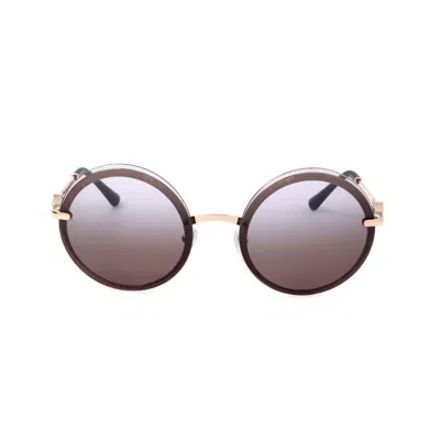 Bvlgari Ladies Rose Gold Tone Round Sunglasses 0bv6149b-278/4z-1 In Gray