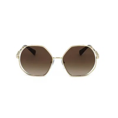Bvlgari Ladies Silver Tone Geometric Sunglasses 0bv6144kb-395/ak-1 In Gold