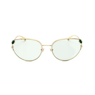 Bvlgari Ladies Silver Tone Round Sunglasses 0bv6177-278/m1 In Gold