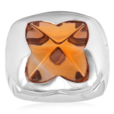 Bvlgari Ladies White Gold Piramide Citrine Cocktail  Ring In White Gold/ Yellow