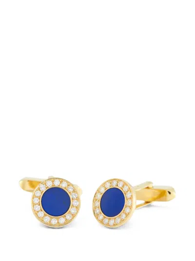 Pre-owned Bvlgari Lapis Lazuli And Diamond Cufflinks In Gold