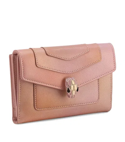 Bvlgari Large Goat Leather Serpenti Forever Wallet In Pink