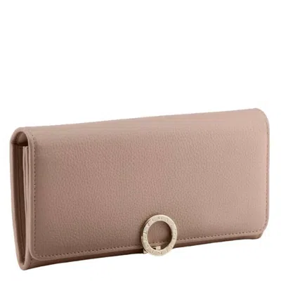 Bvlgari Large Leather Flap Wallet In Neutral