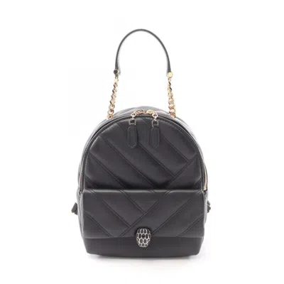 Pre-owned Bvlgari Leather Backpack () In Black