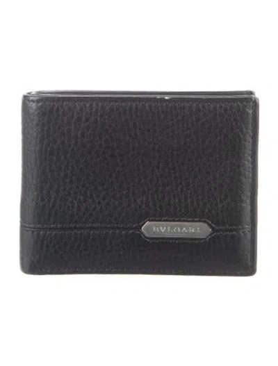 Pre-owned Bvlgari Leather Bifold Wallet In Black