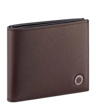 Bvlgari Leather   Man Hipster Wallet In Brown