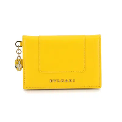 Pre-owned Bvlgari Leather Card Case () In Yellow