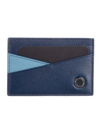 Pre-owned Bvlgari Leather Card Holder In Blue