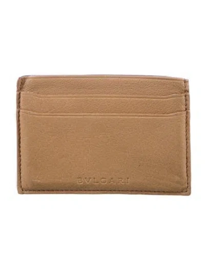 Pre-owned Bvlgari Leather Card Holder In Neutral