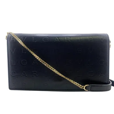 Pre-owned Bvlgari Leather Chain/shoulder Wallet () In Black