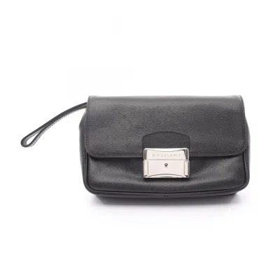 Pre-owned Bvlgari Leather Clutch Bag () In Black