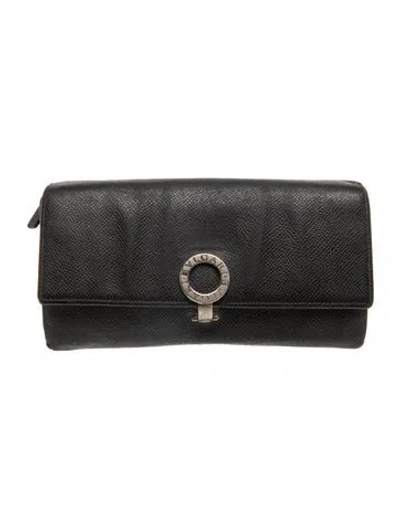 Pre-owned Bvlgari Leather Clutch In Black