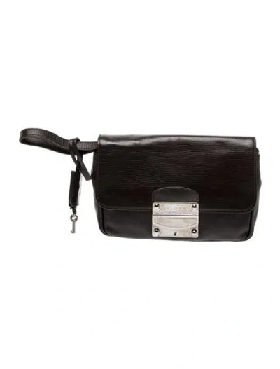 Pre-owned Bvlgari Leather Clutch In Brown