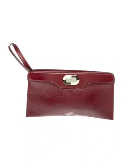 Pre-owned Bvlgari Leather Clutch In Burgundy