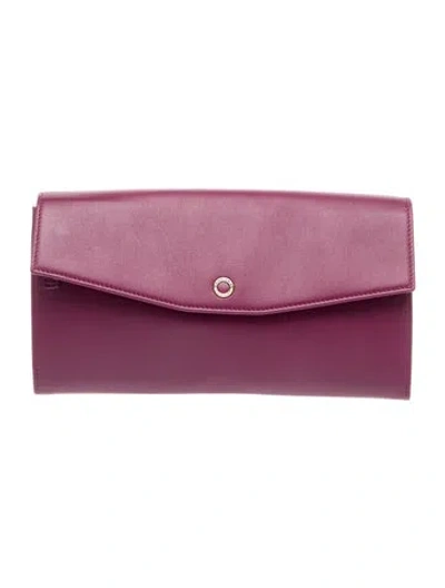 Pre-owned Bvlgari Leather Clutch In Purple